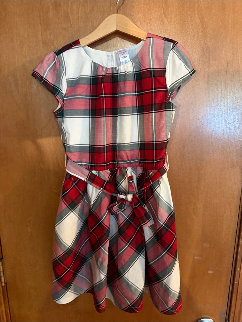 Carter's Red, White & Black Plaid Belted Cotton Dress